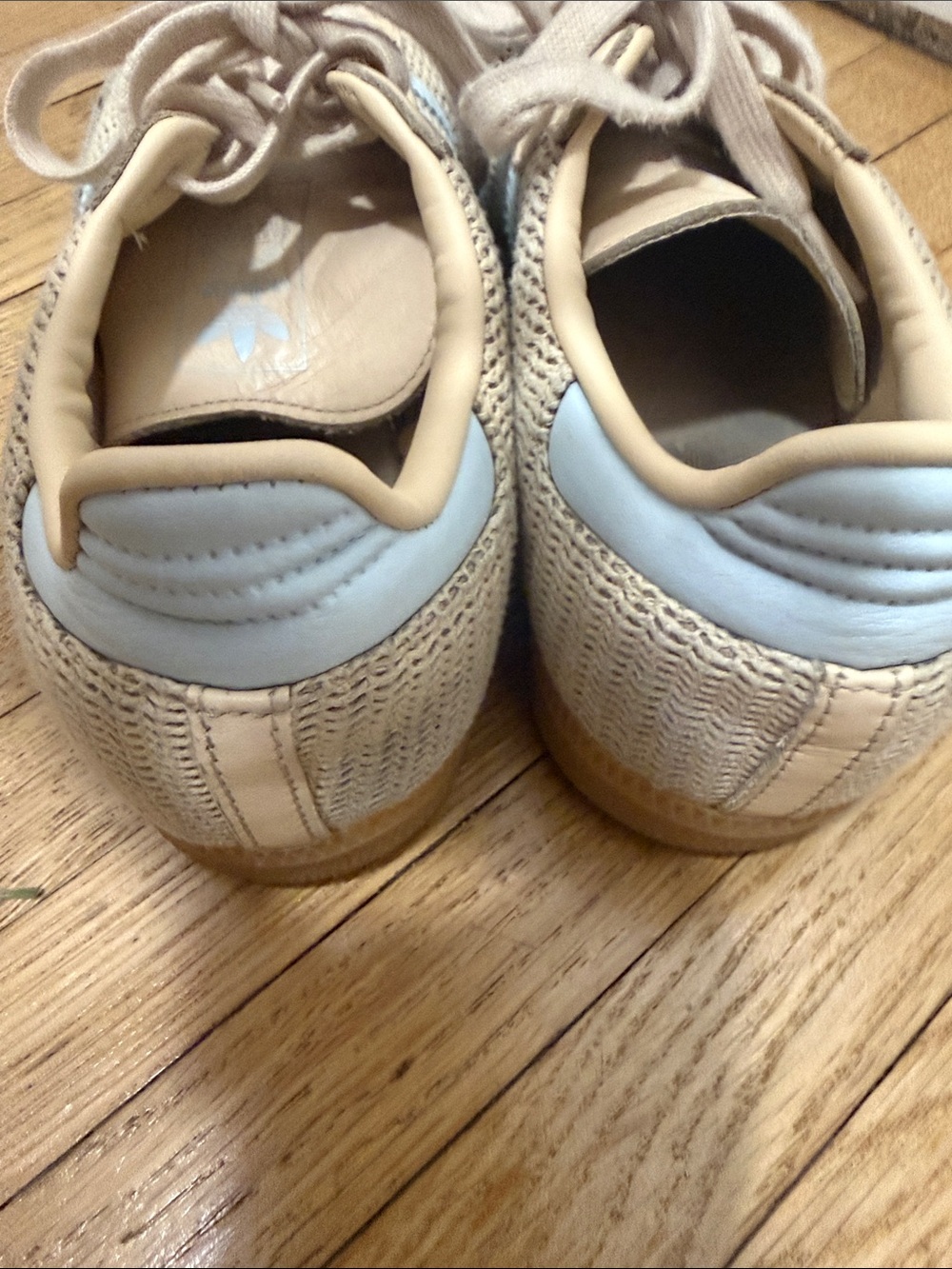 adidas Light Beige Sneakers with Pale Blue Stripes - Picture 6 of 9